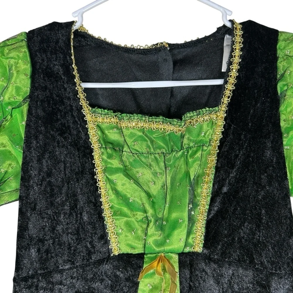 Wicked Elphaba Green Witch Costume Dress Kids Sparkle Halloween Gown - Picture 5 of 6